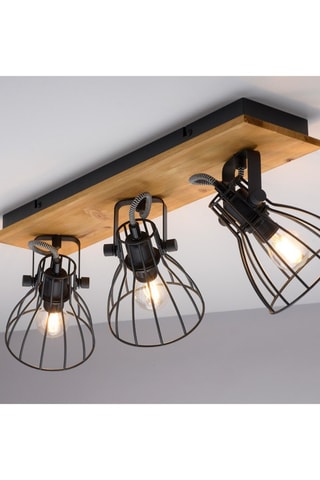 Plafondlamp Zwart en Naturel