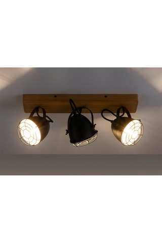 Plafondlamp Zwart en Naturel