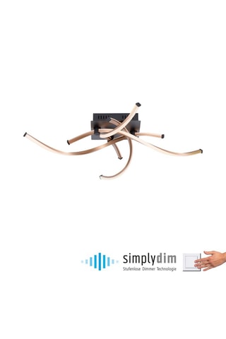 Ledplafondlamp Polina - Zwart en Roségoudkleurig - 4 x 6,77 W