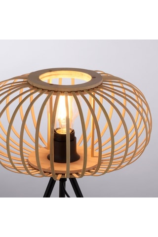 Houten Ledtafellamp op Driepoot Racoon - Naturel en Zwart - 40 W