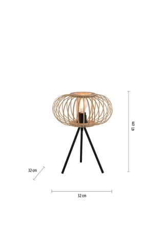 Houten Ledtafellamp op Driepoot Racoon - Naturel en Zwart - 40 W