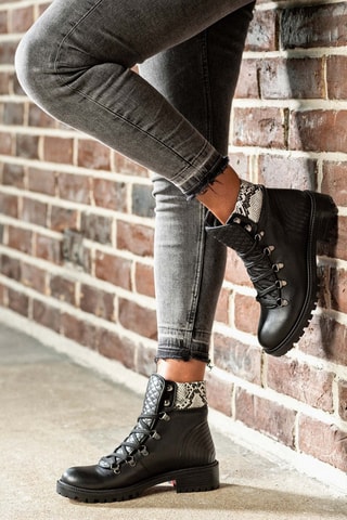 Botines de piel - Negro