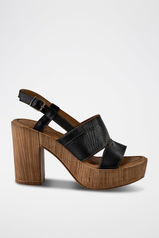 Sandales à talons en cuir - Noir