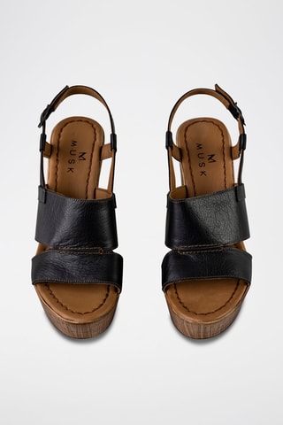 Sandales à talons en cuir - Noir