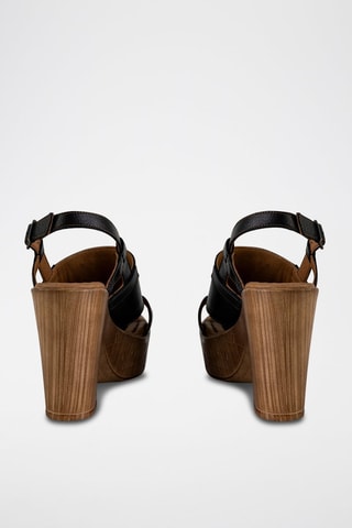 Sandales à talons en cuir - Noir