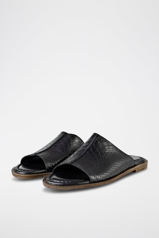 Mules em couro - Preto - Preto