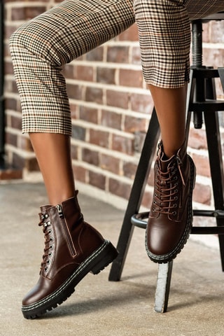 Botines de piel - Marrón