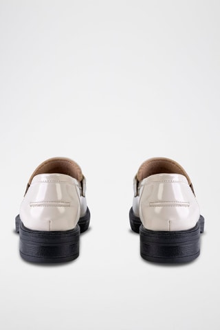 Mocassins vernis  - Noir, beige et doré