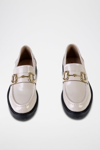 Mocassins vernis  - Noir, beige et doré