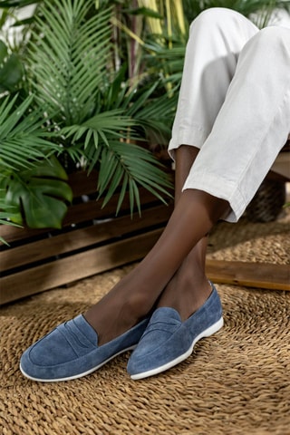 Mocassins en cuir  - Blanc et bleu