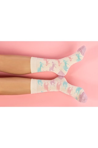 Chaussettes - Beige, bleu, violet et rose