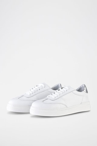 Baskets plateformes en cuir  - Blanc et argenté