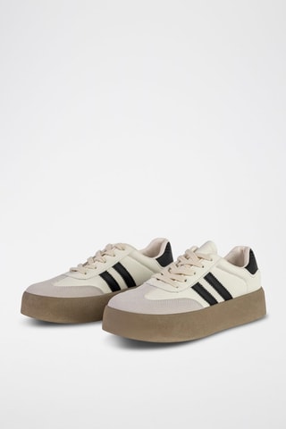Sneakers plateformes - Beige, blanc et noir