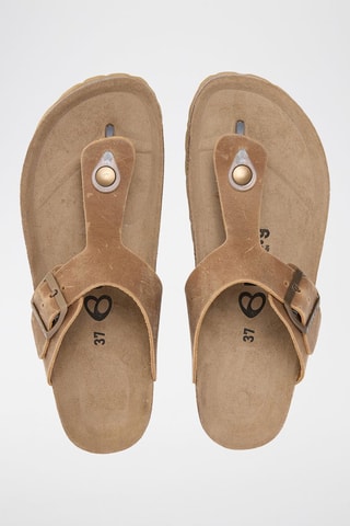 Sandálias em couro - Castanho