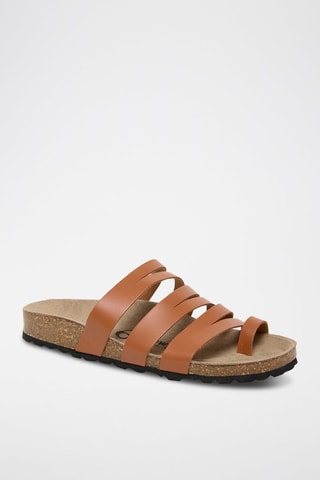 Sandálias em couro - Castanho