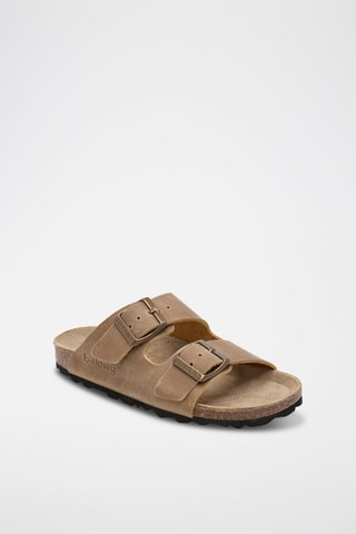 Mules em couro - Castanho