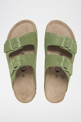 Mules com plataforma de nobuck - Verde