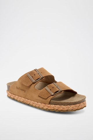 Mules com plataforma de nobuck - Castanho