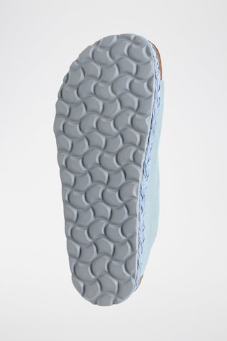 Mules com plataforma de nobuck - Azul-claro