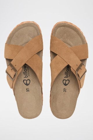 Mules com plataforma de nobuck - Castanho