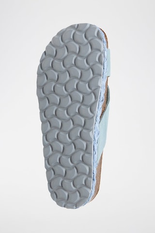 Mules com plataforma de nobuck - Azul-claro