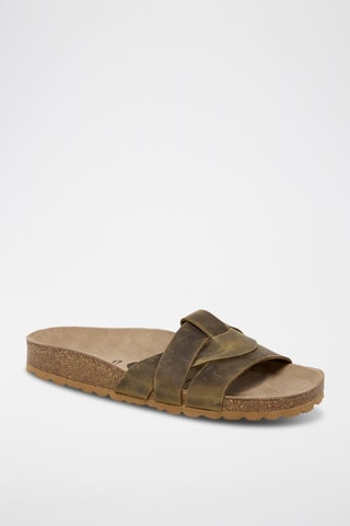 Mules em couro - Castanho