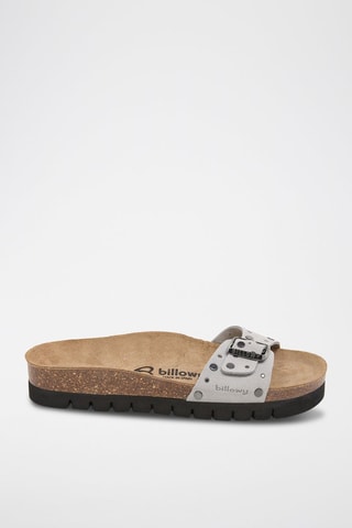 Mules em nobuck - Cinzento-claro