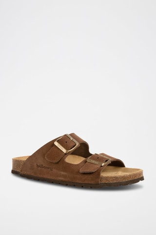 Mules de nobuck Castanho