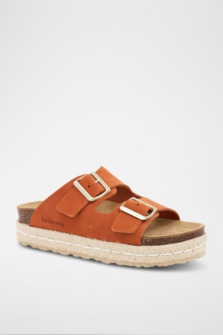 Mules com plataforma em nobuck - Laranja