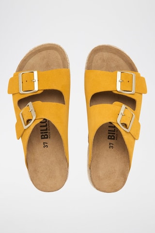 Mules com plataforma em nobuck - Amarelo