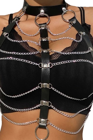 Arnês de bondage com correntes Preto