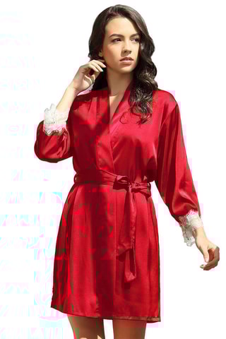 Babydoll e robe em seda - Vermelho