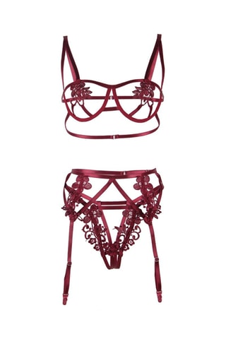 Conjunto de 3 peças em renda - Vermelho