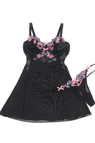 Babydoll ampliforma e string - Preto