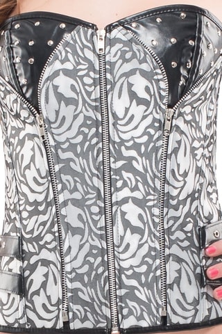 Corpete e string - Cinzento-claro e branco