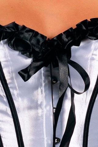 Corpete com folhos e string Cru e preto