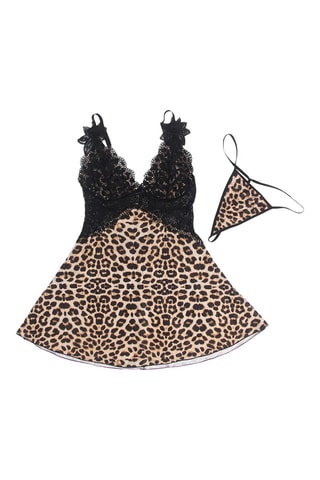 Babydoll e string Preto e bege