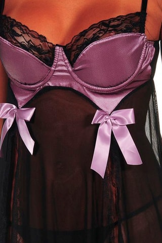 Babydoll e string Preto e violeta