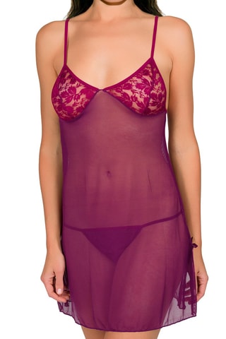 Babydoll e string Violeta e bordô