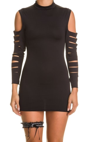 Vestido justo e jarreteira - Preto