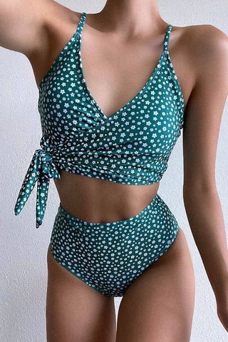 Maillot 2 pièces taille haute - Vert