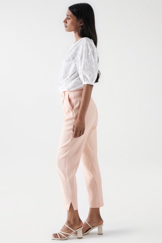 Pantaloni chino slim lino - Rosa