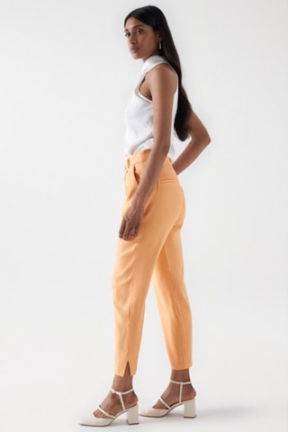 Pantaloni chino in lino - Arancione