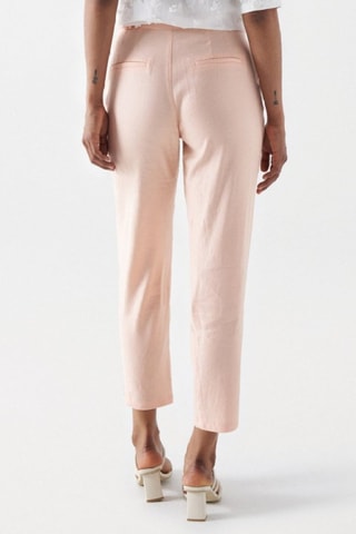 Pantaloni chino slim in lino - Rosa