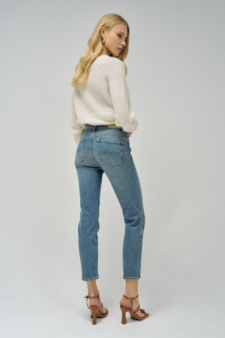 Jeans 7/8 a vita alta - Azzurro