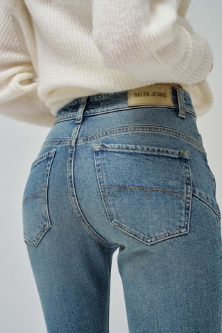 Jeans 7/8 a vita alta - Azzurro