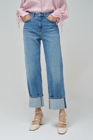 Jeans straight 7/8 - Azzurro