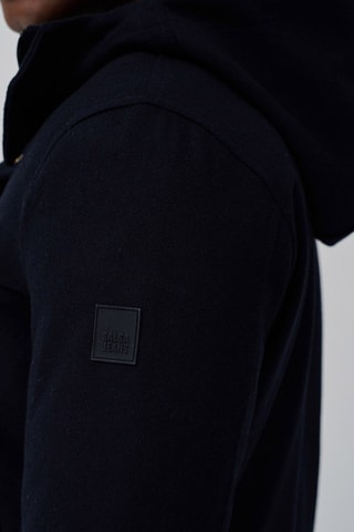 Parka regular in lana con cappuccio - Nero