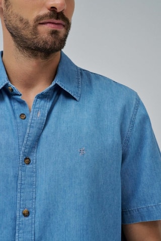 Camicia regular in jeans - Azzurro