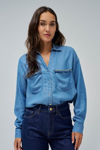 Camicia relaxed in jeans - Blu